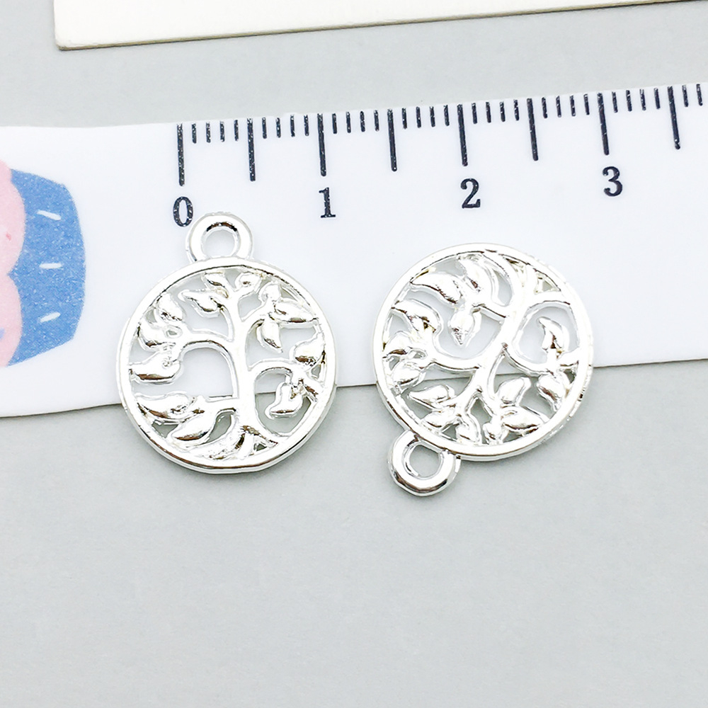 1 bright silver round tree of life 18*15mm-