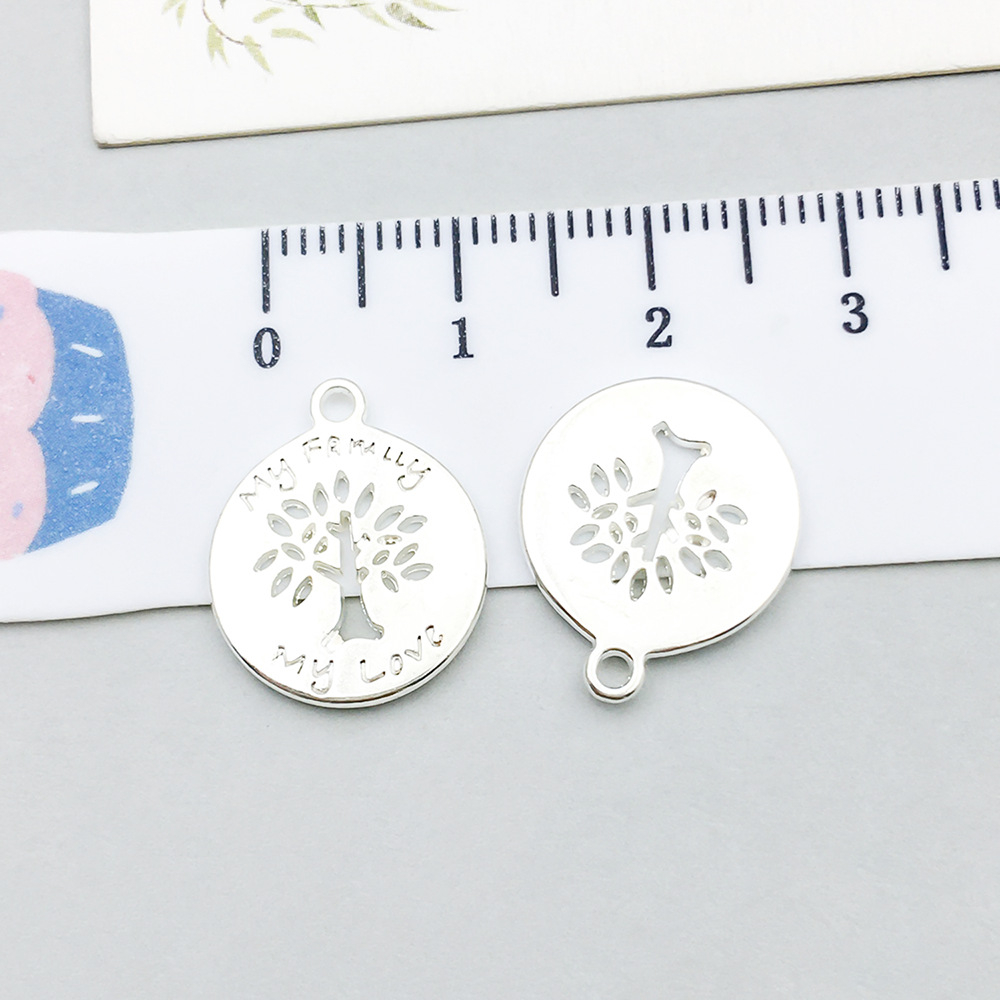1 bright silver round tree of life 17*14mm-
