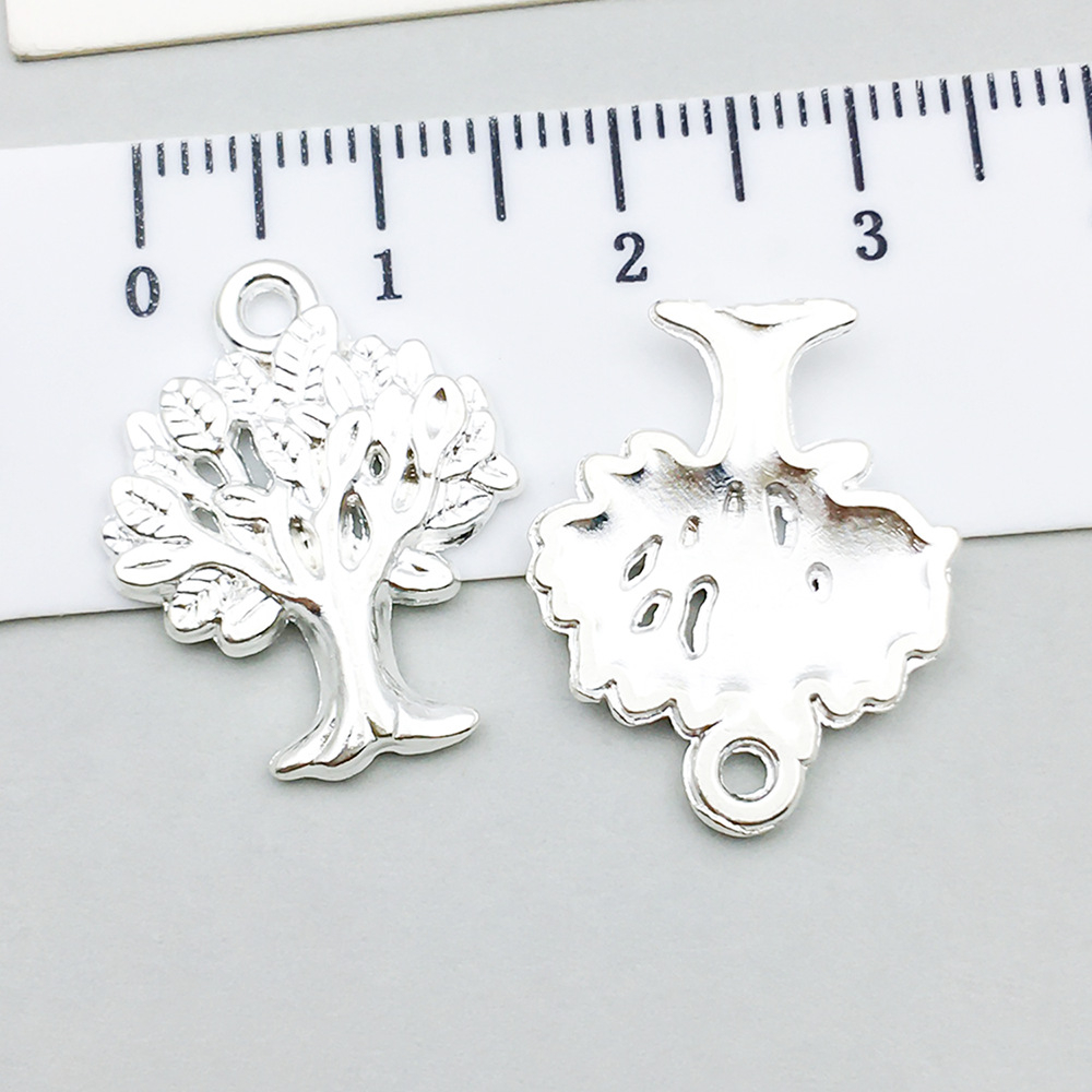 1 bright silver tree of life 22*17mm-