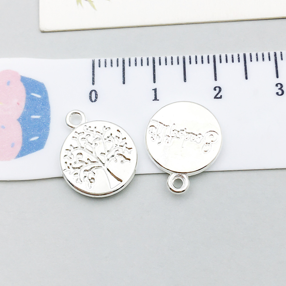 1 bright silver round tree of life 15*12mm-
