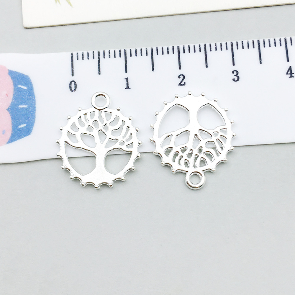 1 bright silver round tree of life 18*16mm