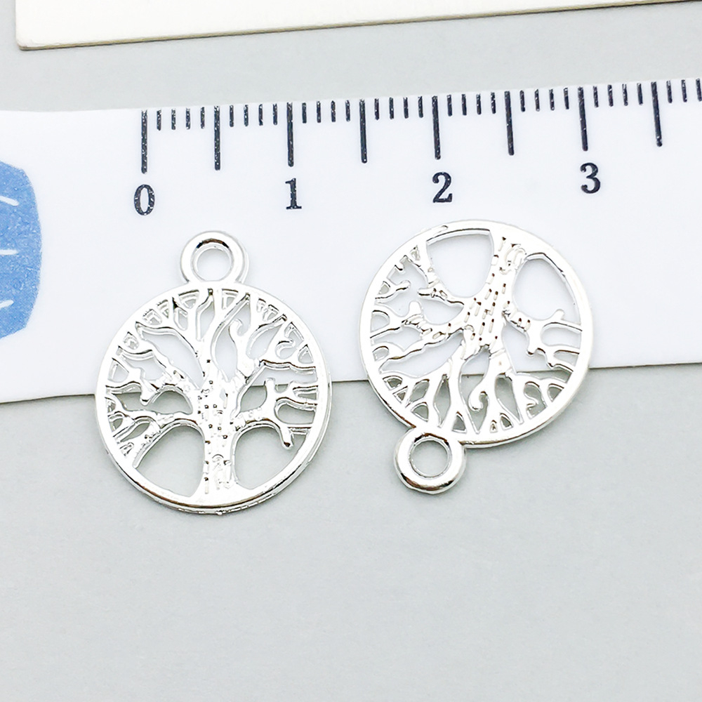 1 bright silver round tree of life 19*15mm-