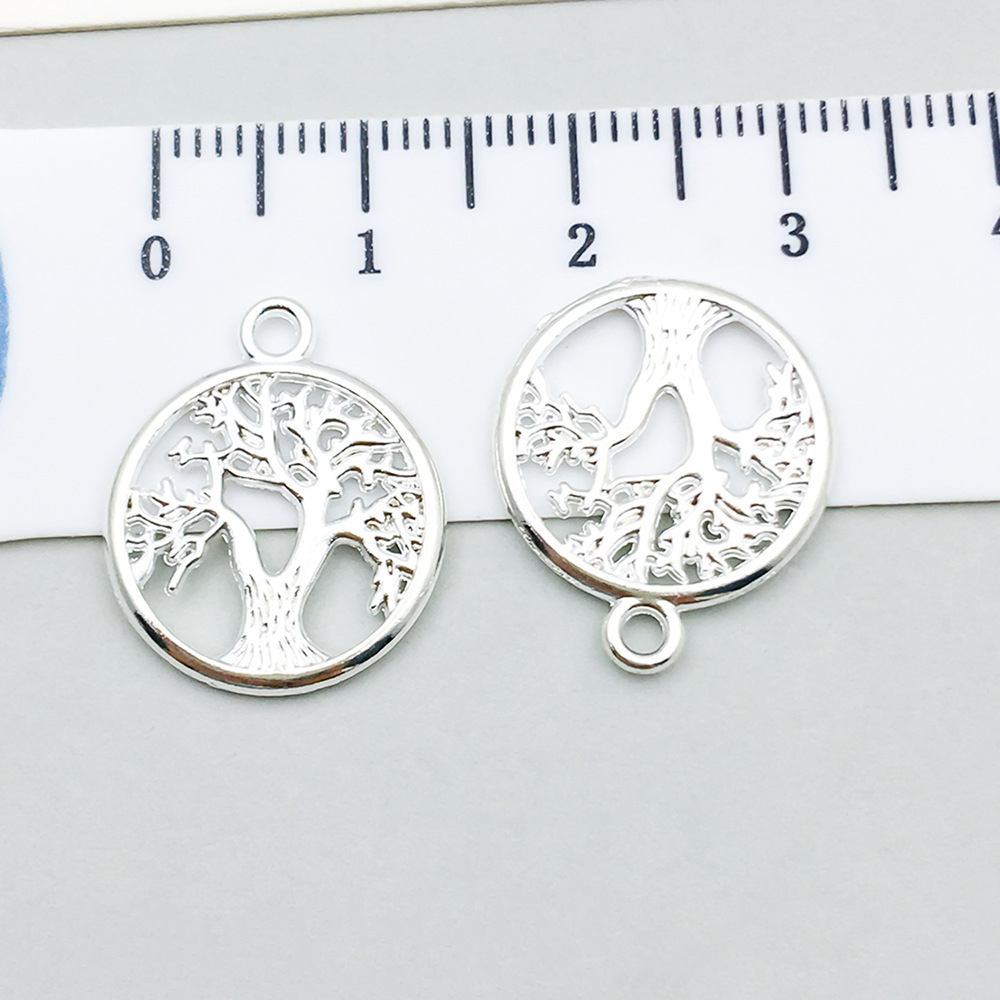 1 bright silver round tree of life 19*16mm