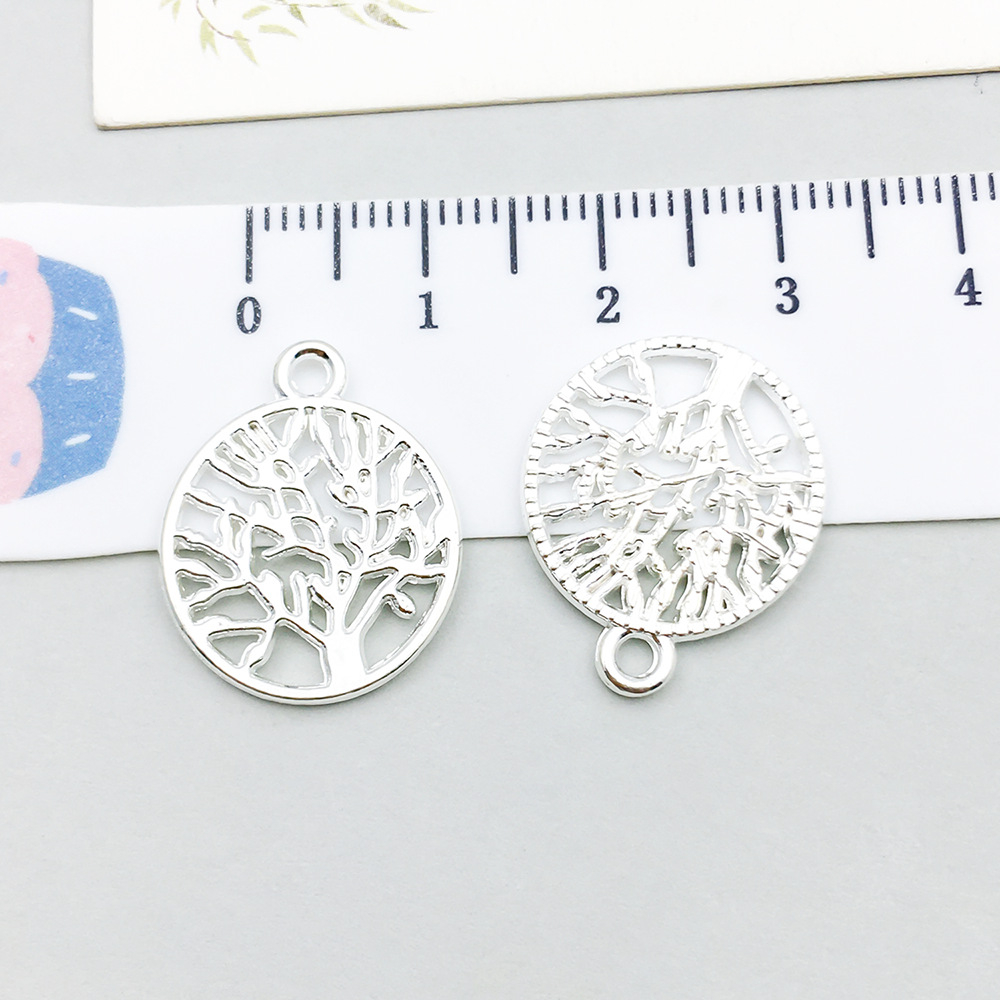 1 bright silver round tree of life 20*16mm
