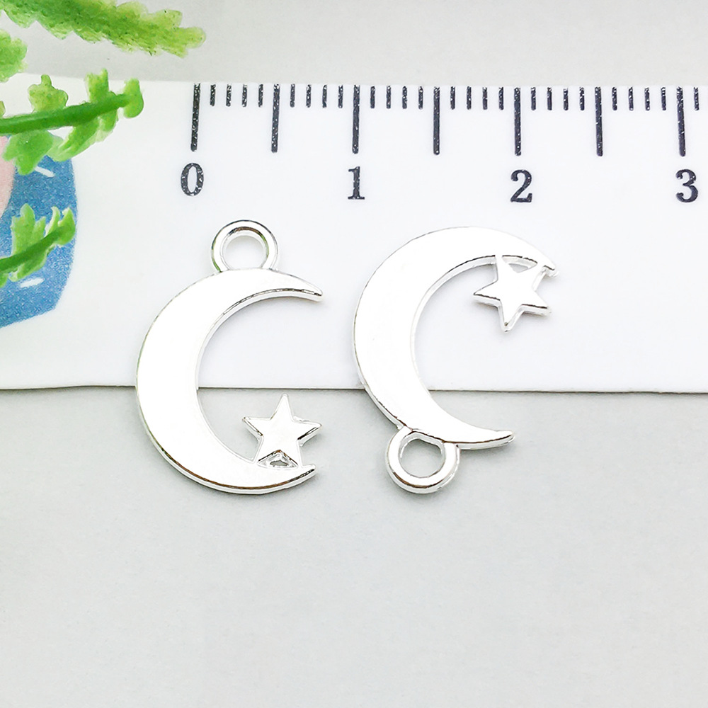 1 bright silver moon star 11*17mm-0.5g-20839