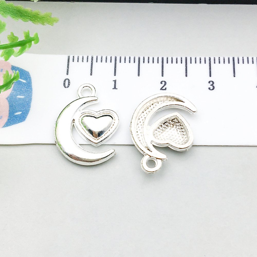 1 bright silver love moon 13*18mm-1.4g-20841