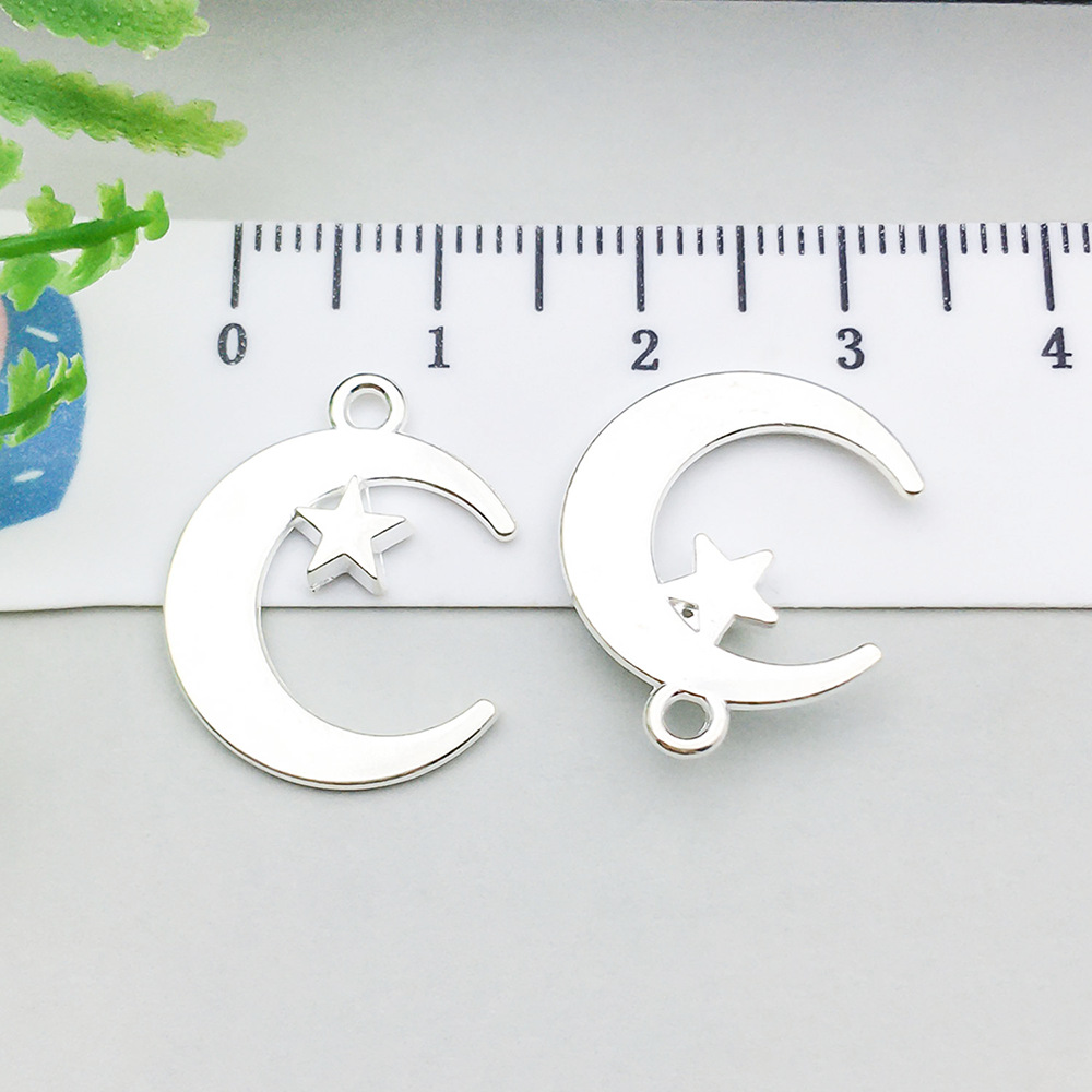 1 bright silver star moon 20*16mm-1.1g-20842