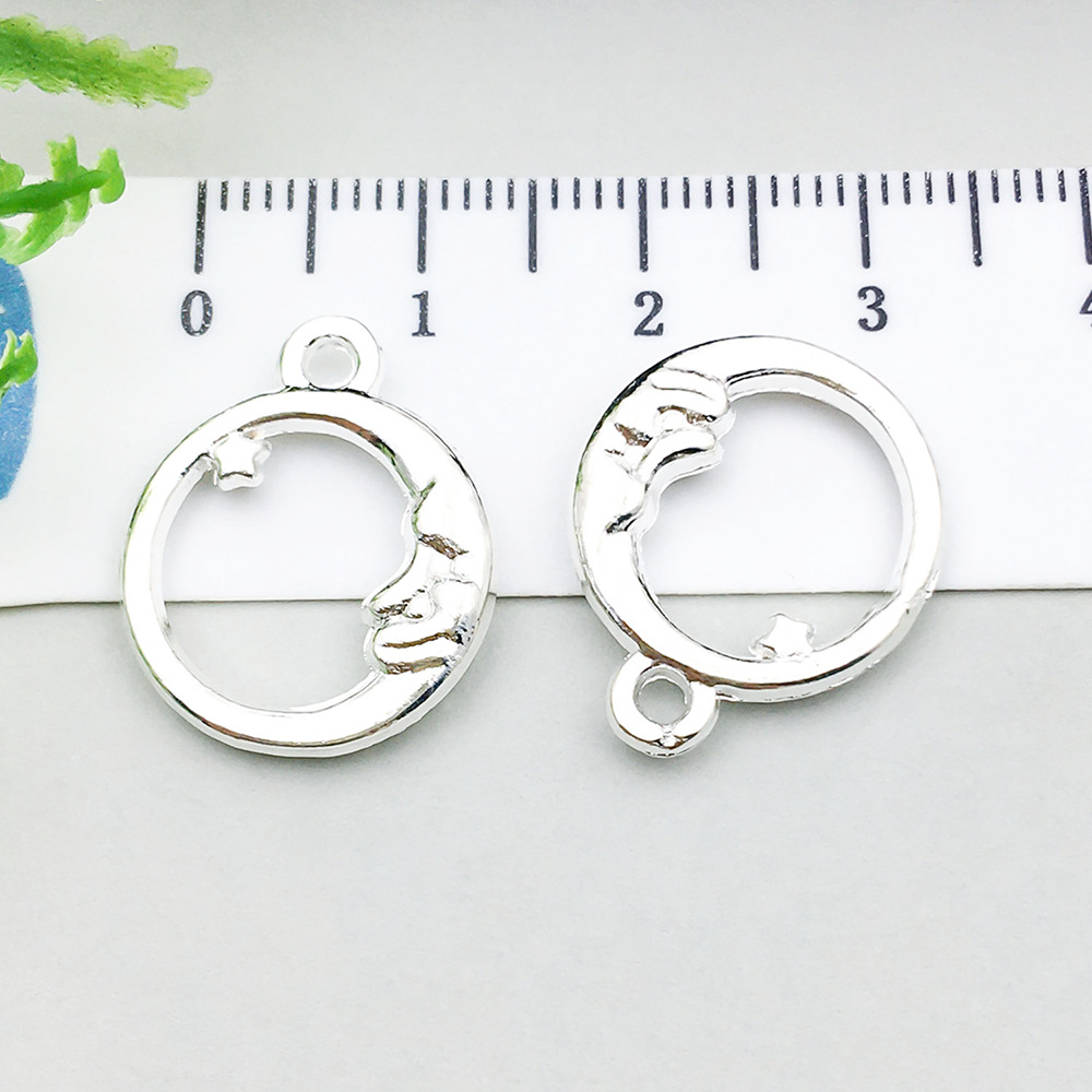 1 bright silver moon star 16*19mm-1.5g-20845