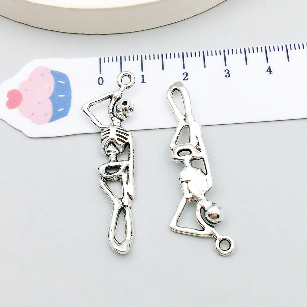 1 ancient silver winery skull 12*43mm-2g-5592