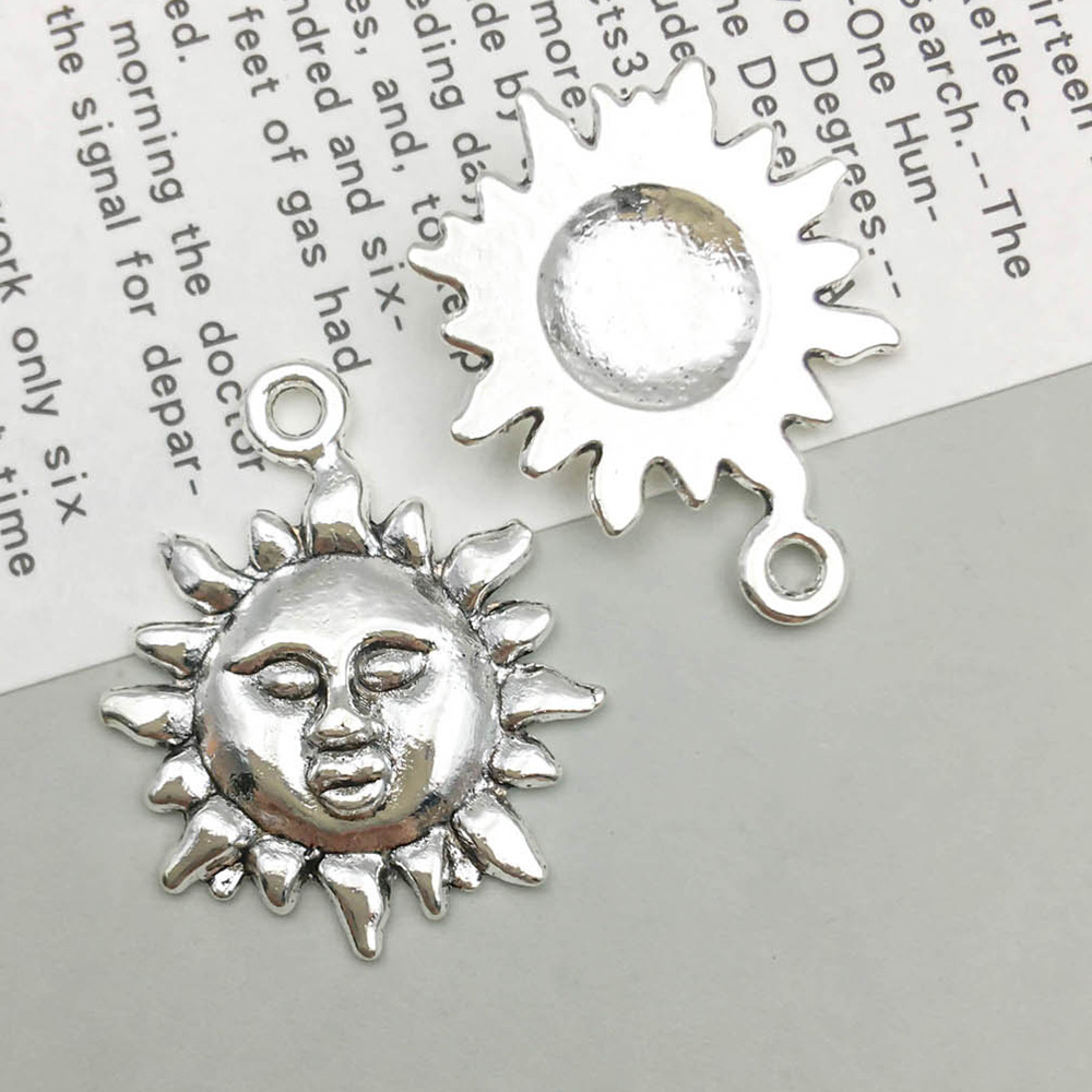 1 ancient silver sun 19*23mm-1.5g-7701