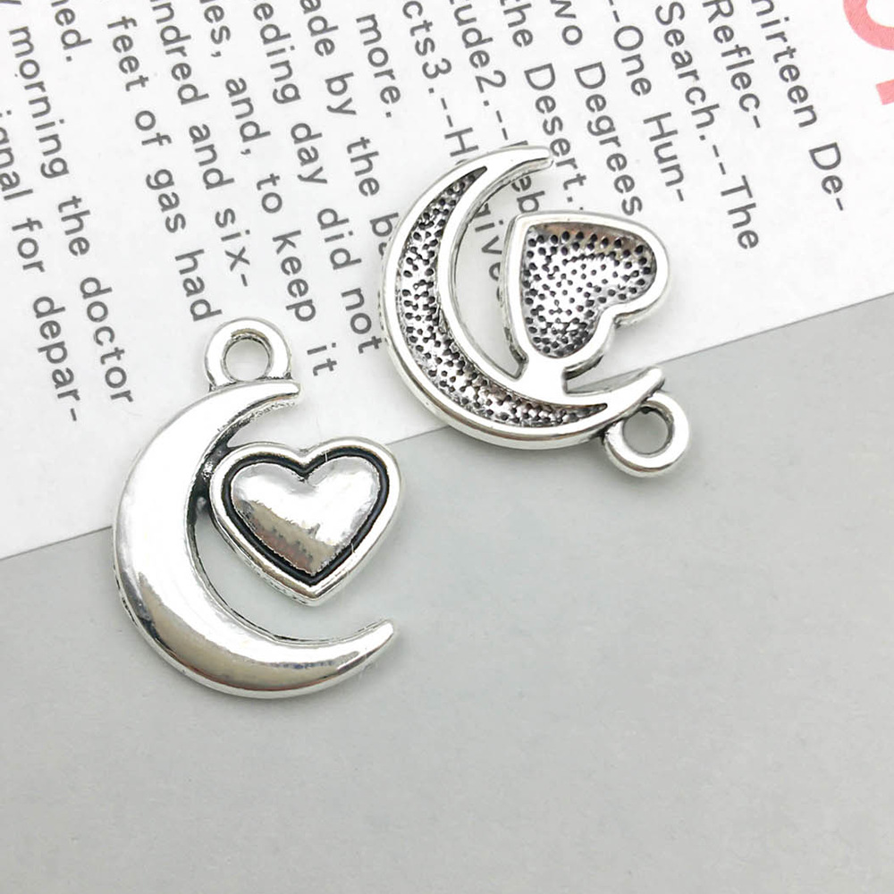 1 ancient silver moon heart 13*18mm-1.4g-8007