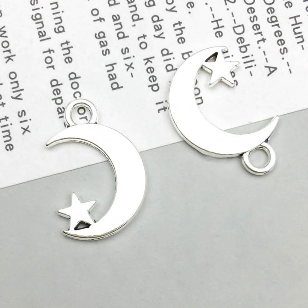 1 ancient silver moon star 11*17mm-1.1g-8519