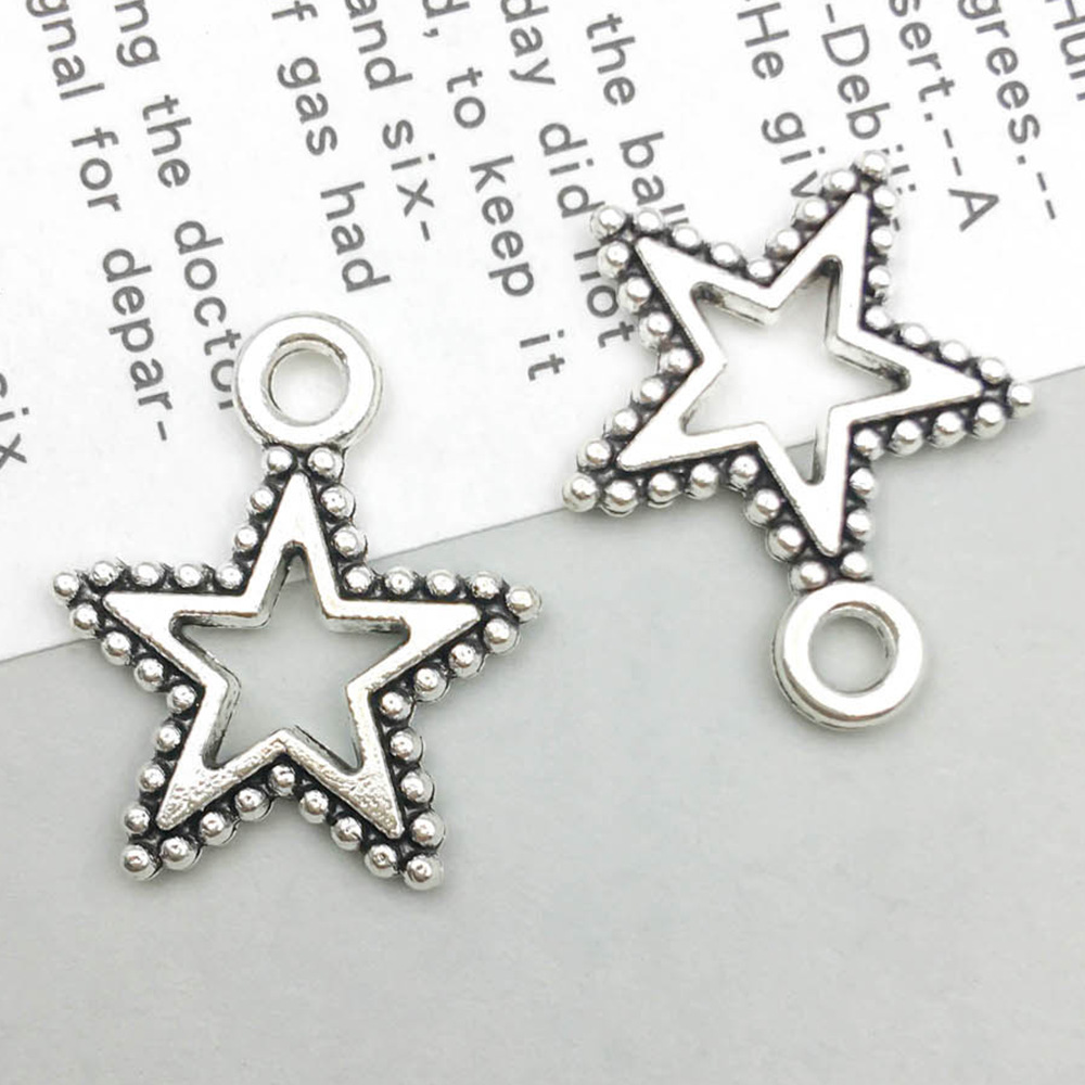 1 ancient silver five-pointed star 15*17mm-0.9g-8767