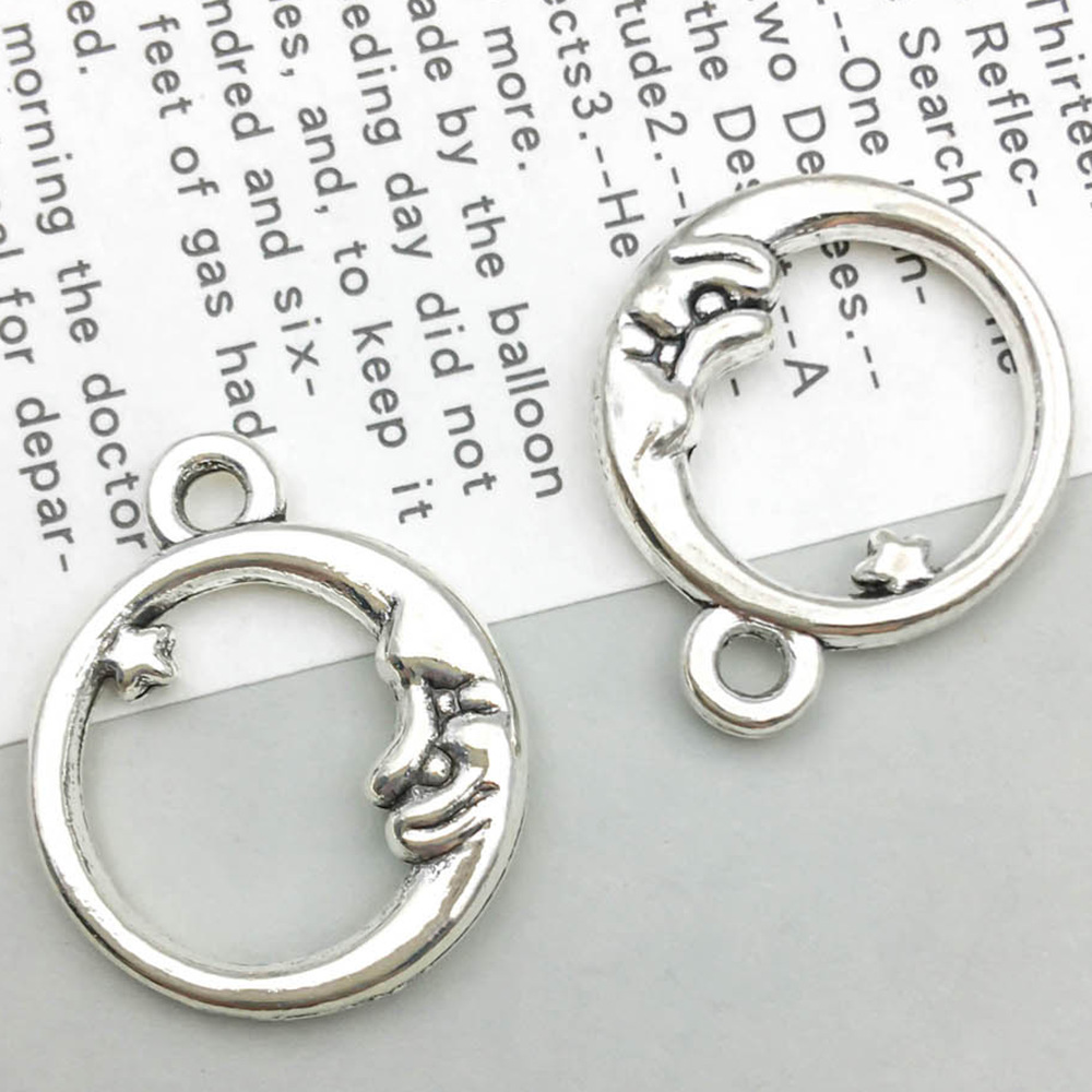 1 ancient silver moon star 16*19mm-1.5g-9064