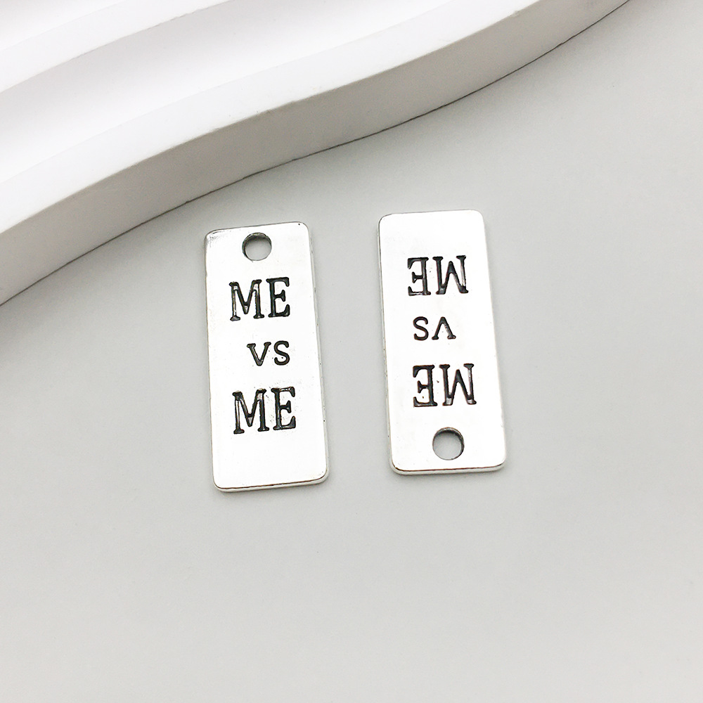 1 ancient silver MEVSME letter card 10*24mm-2g-8992