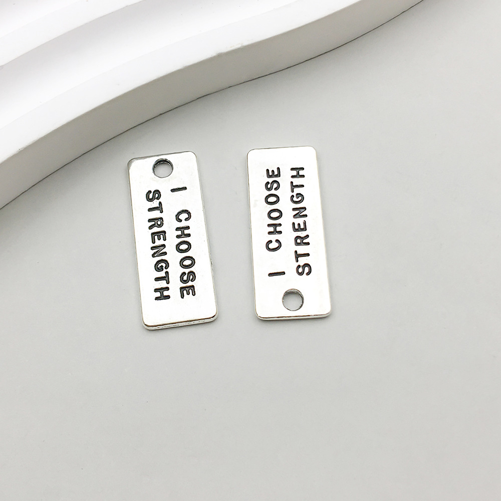 1 ancient silver ICHOOSESTRENGTH letter card 10*24mm-2.1g-8997