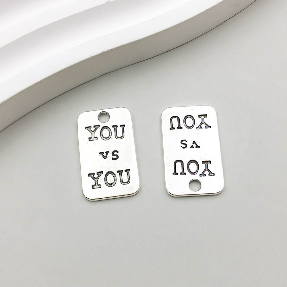 1 ancient silver square YOUvsyou letter card 13*22mm-2.4g-8999