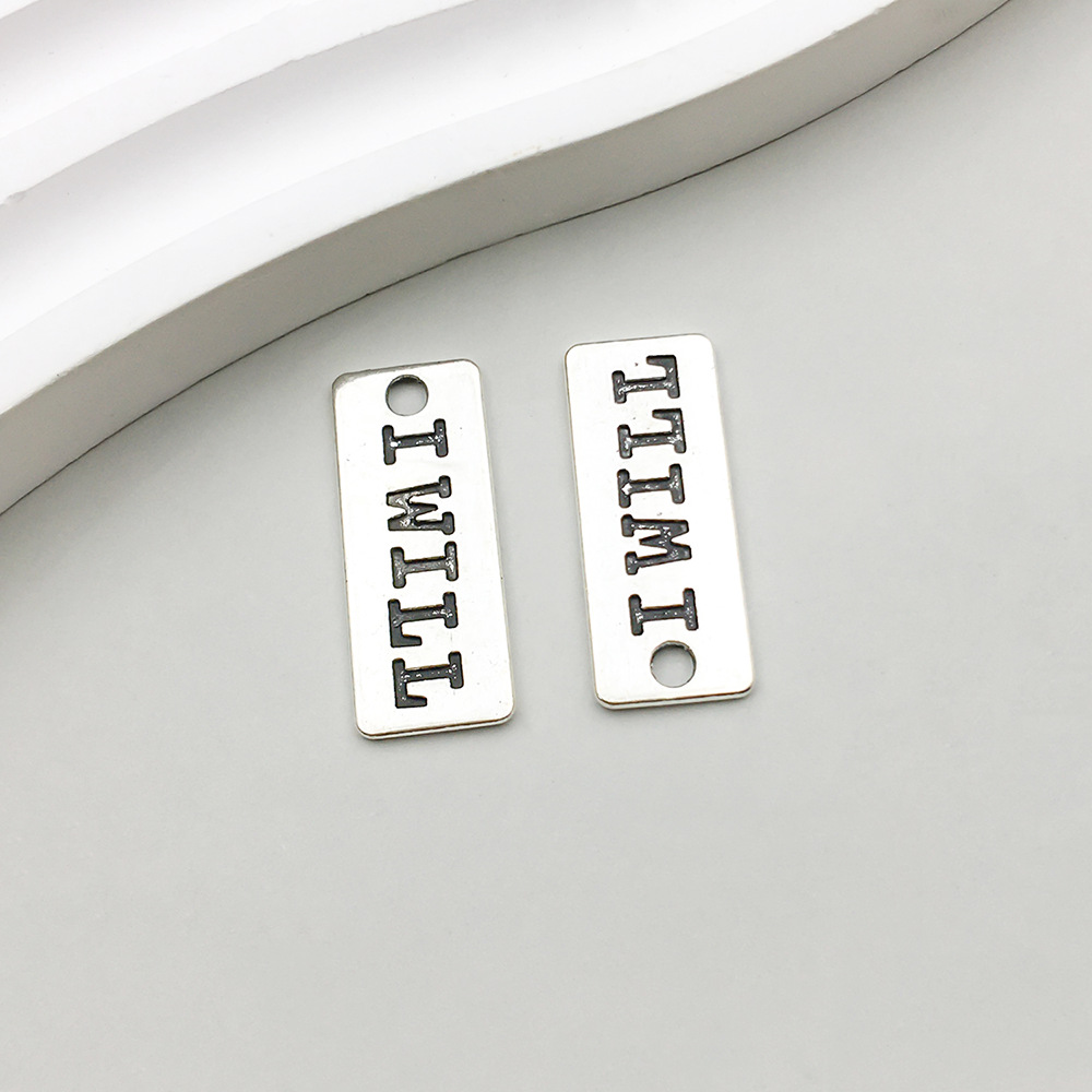 1 ancient silver IWILL letter card 9*25mm-1.8g-9004