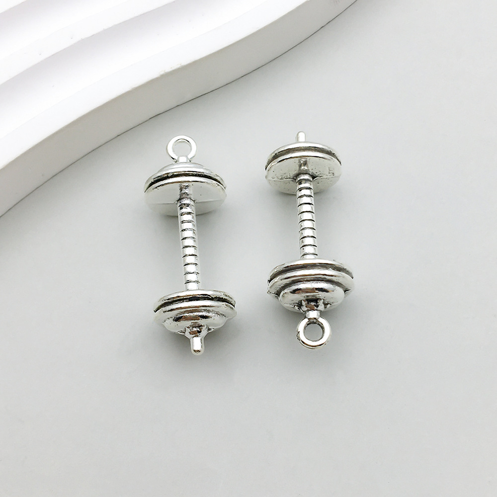 1 ancient silver sports equipment barbell 12*34mm-6g-9011