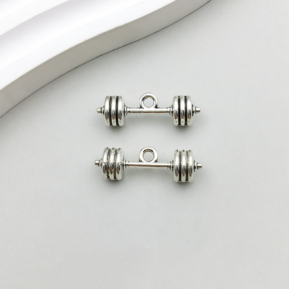 1 ancient silver sports equipment dumbbell 8*25mm-2.7g-9014