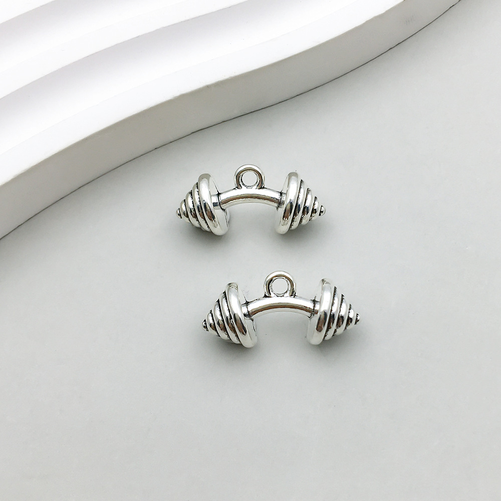 1 ancient silver sports equipment bending bow dumbbell 10*20mm-2.7g-9015