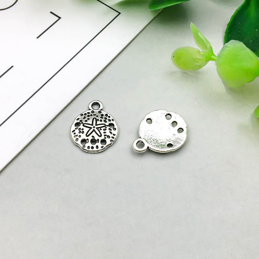 1 ancient silver round ocean starfish 12*15mm-0.8g-10386