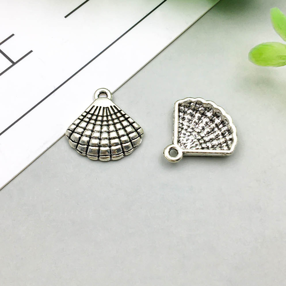 1 ancient silver shell 16*16mm-1.2g-11192