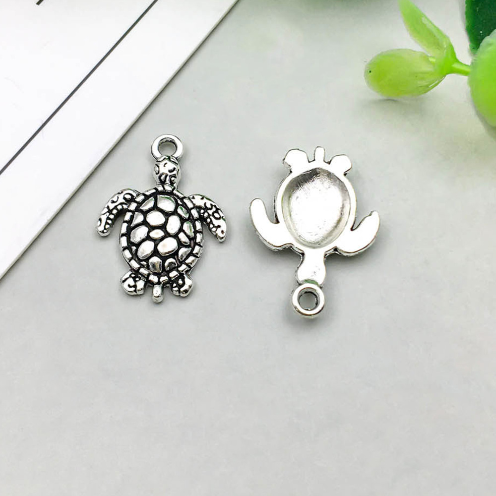 1 ancient silver turtle turtle 15*23mm-1.5g-11264