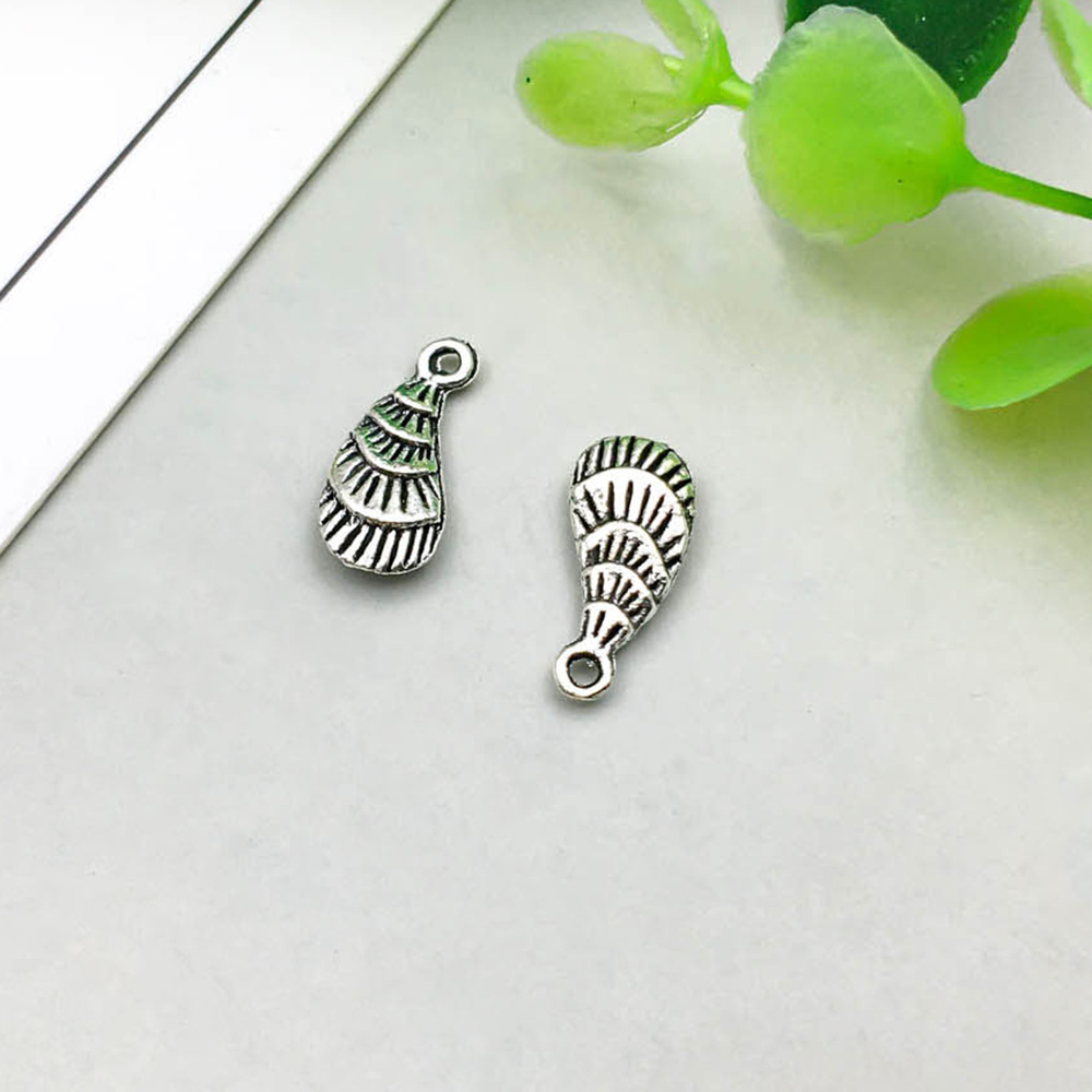 1 ancient silver teardrop shaped marine shell 6*15mm-0.6g-17311