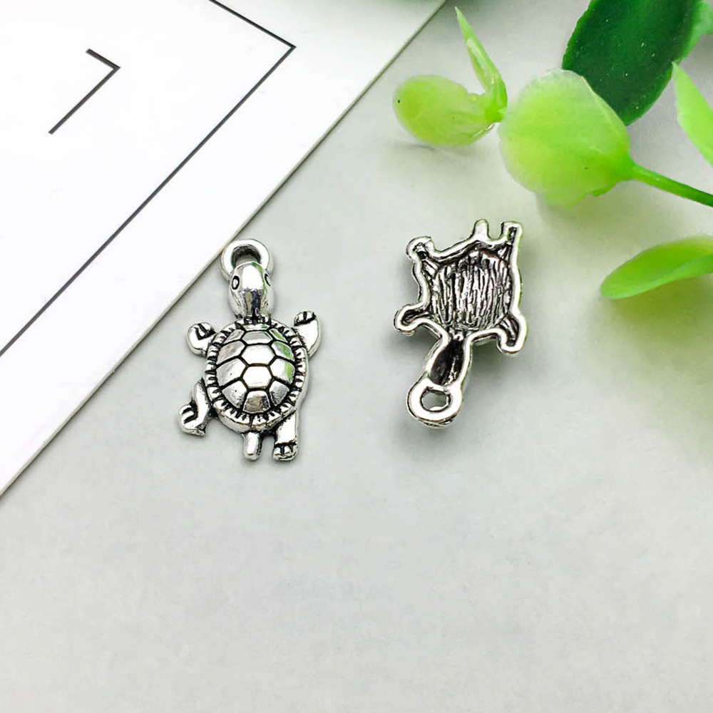 1 ancient silver turtle 12*23mm-1.2g-17312