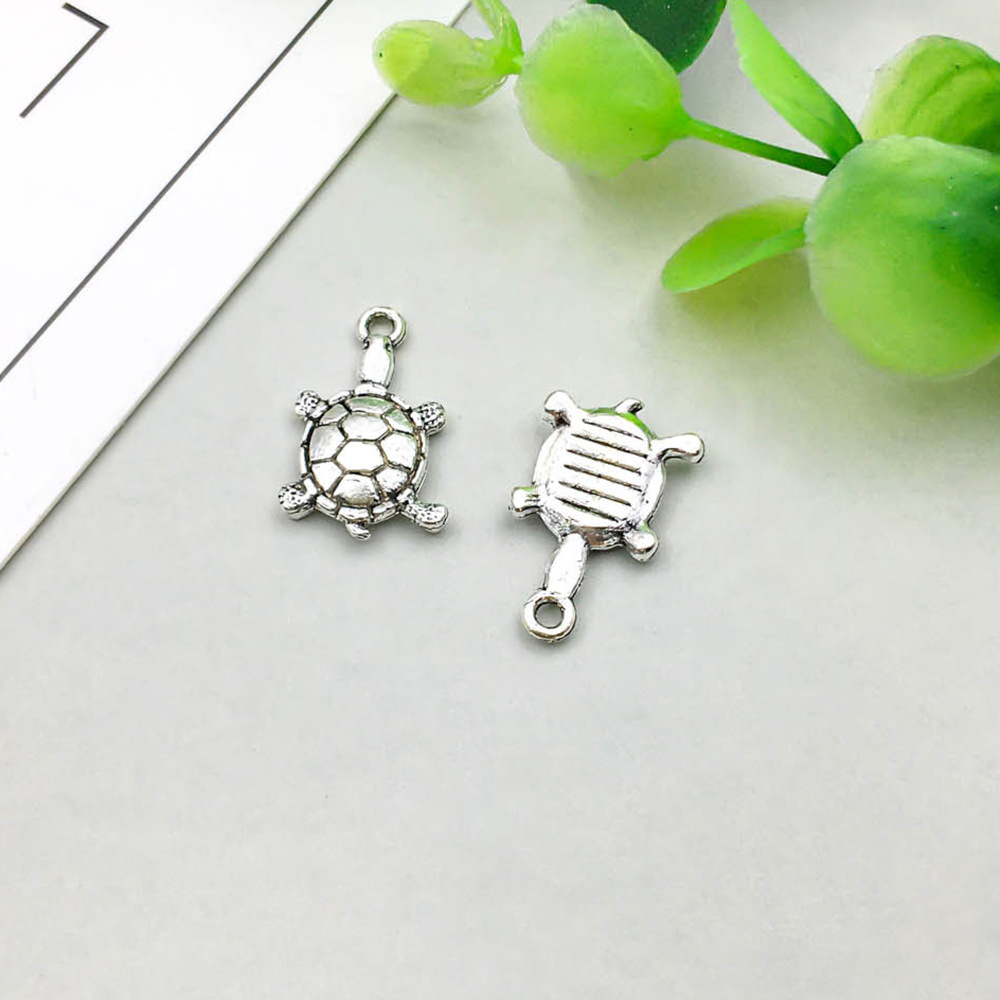 1 ancient silver turtle 12*19mm-1.5g-17313