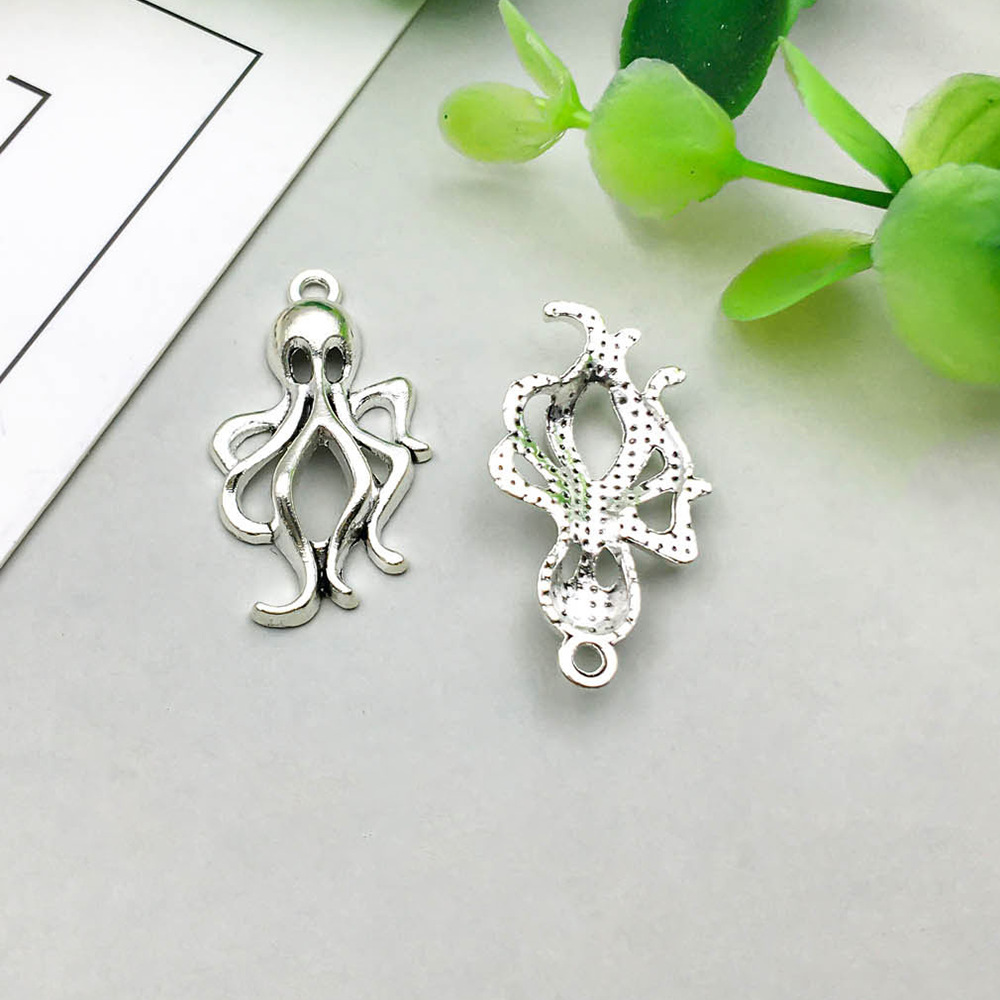 1 ancient silver octopus 19*20mm-1.3g-b282