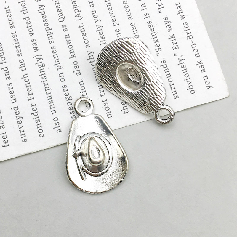 1 ancient silver western Denim hat 8*16mm-1.4g-14029