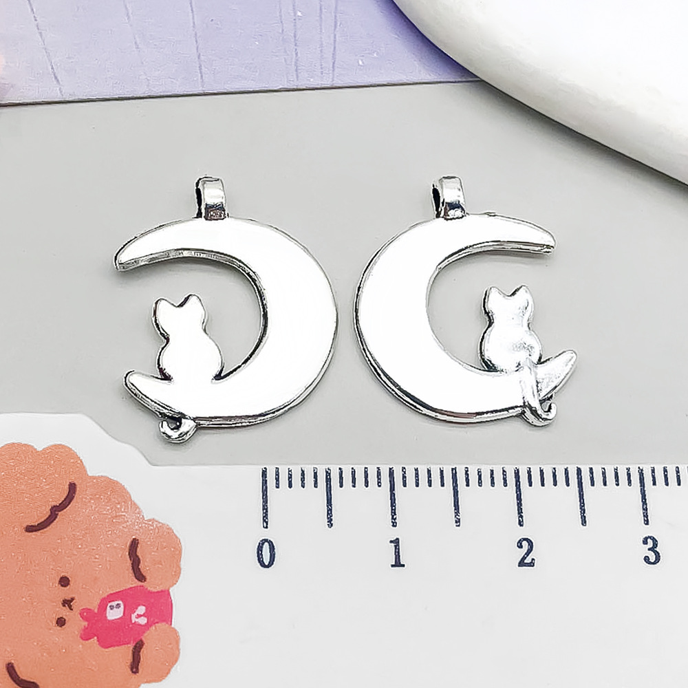 1 ancient silver moon cat 18*21mm-1.7g-5339