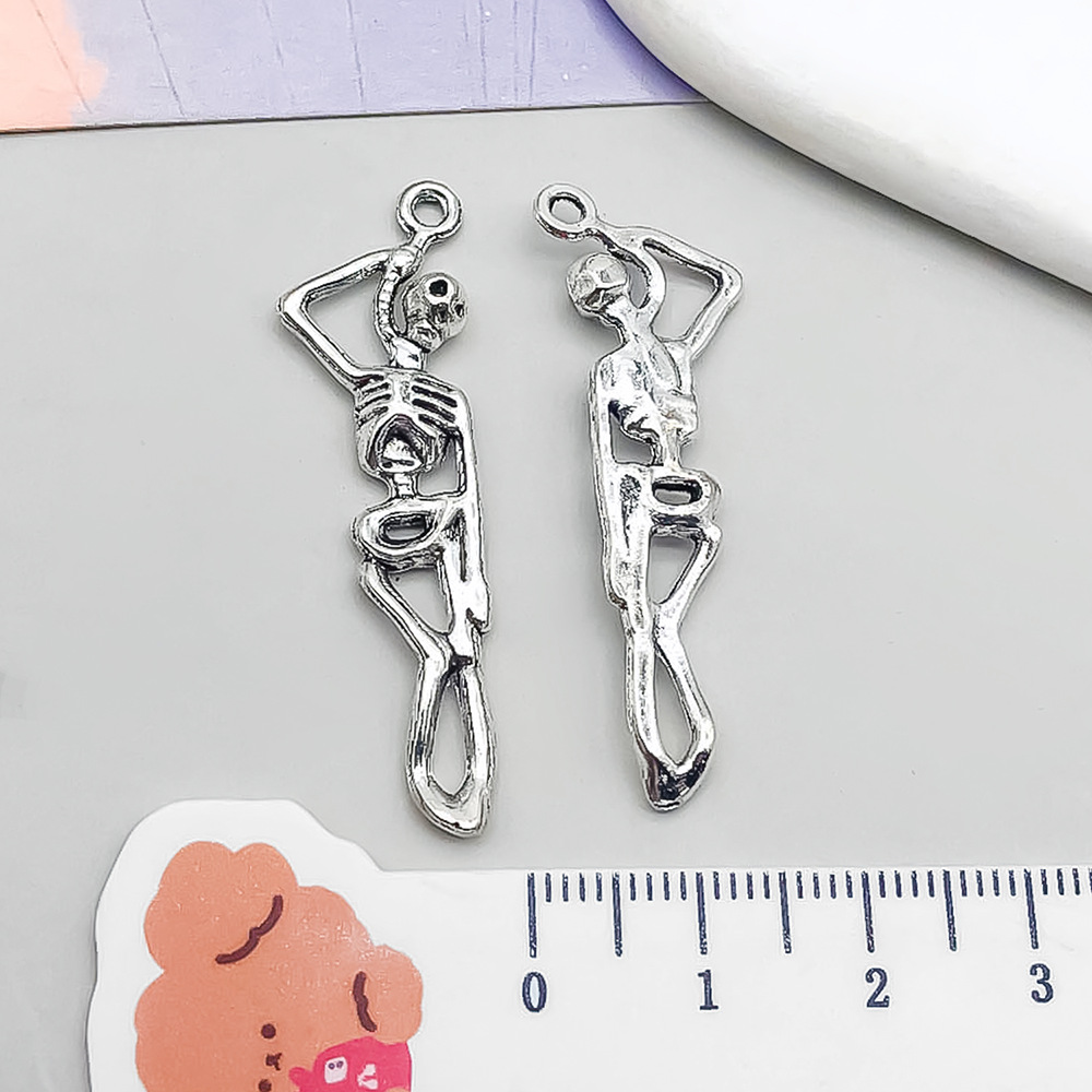 1 ancient silver winery skull 12*43mm-2g-5592