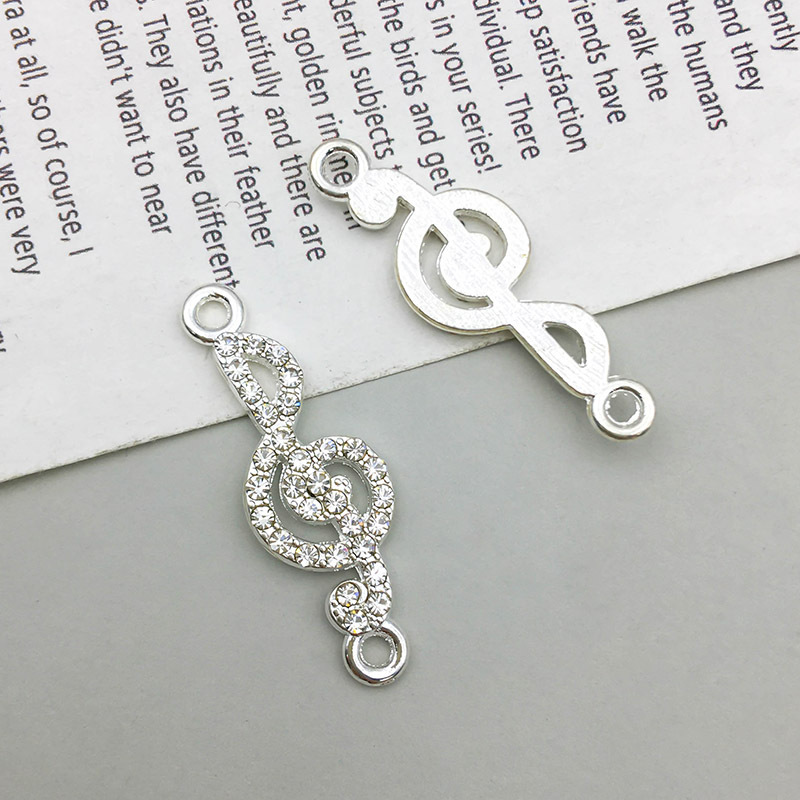 1 bright silver double hole connection point drill pendant 9*29mm-1g-14596