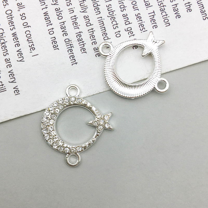 1 bright silver double hole connection point drill pendant 18*20mm-1g-14600