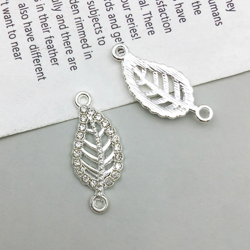 1 bright silver double-hole connection point drill pendant 9*22mm-0.6g-14602