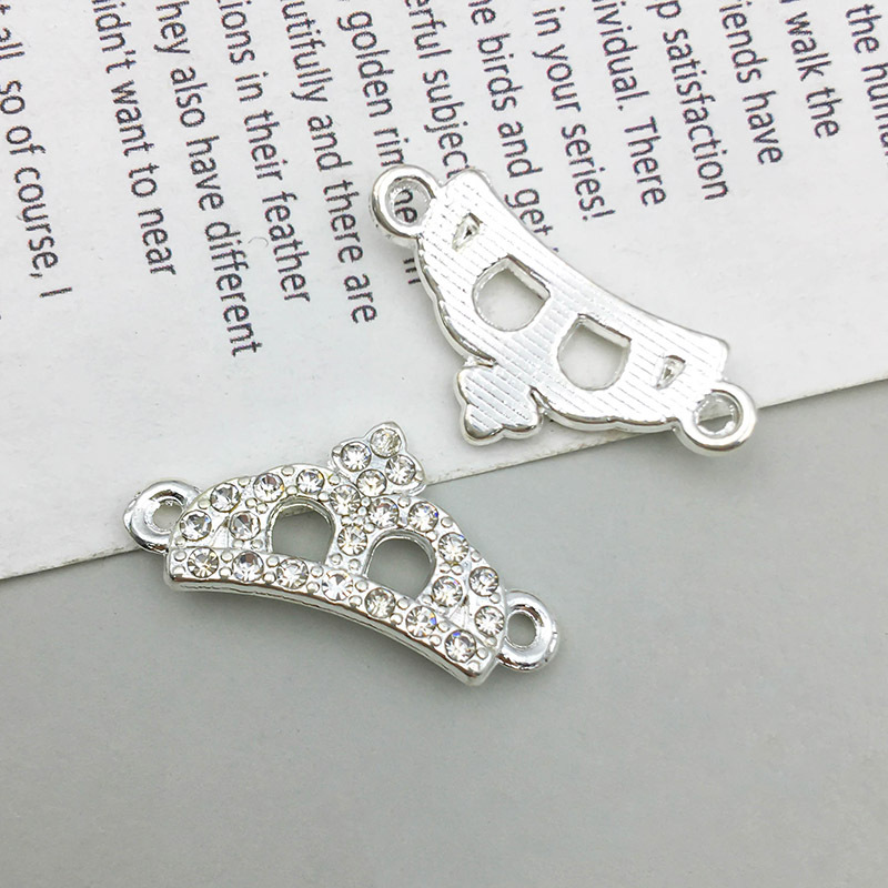 1 bright silver double hole connection point drill pendant 22*11mm-1.2g-14604