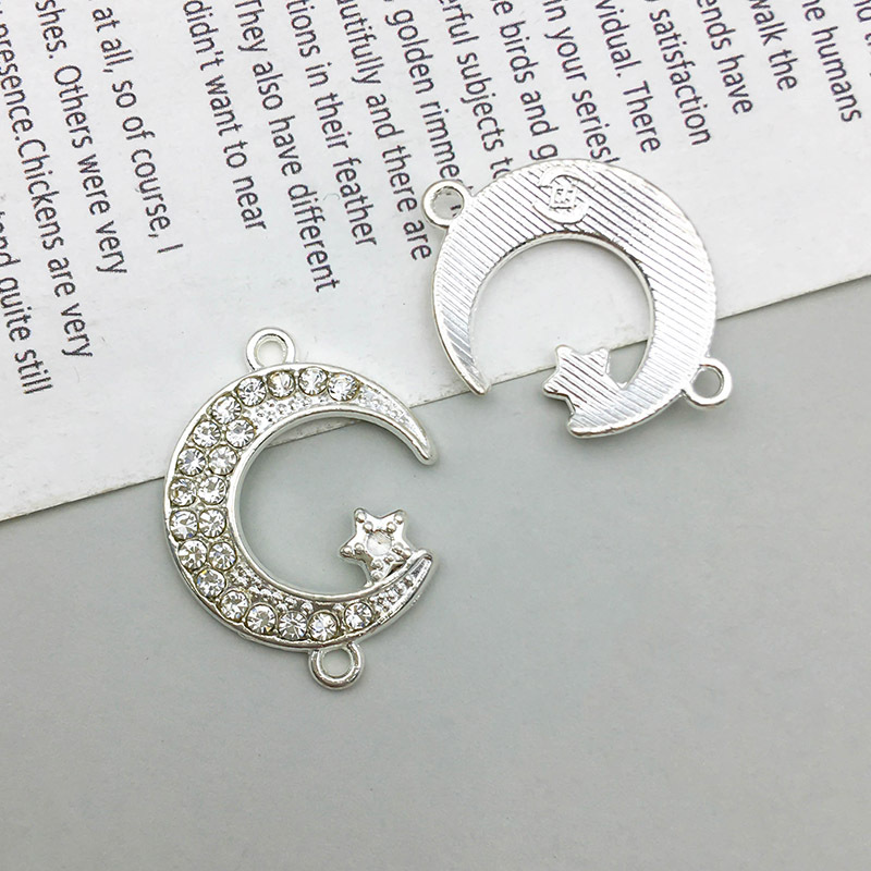 1 bright silver double hole connection point drill pendant 15*20mm-1g-14606