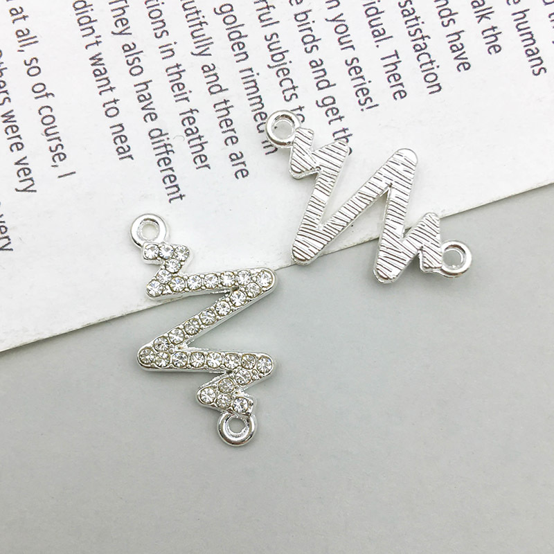 1 bright silver double hole connection point drill pendant 22*14mm-1g-14608