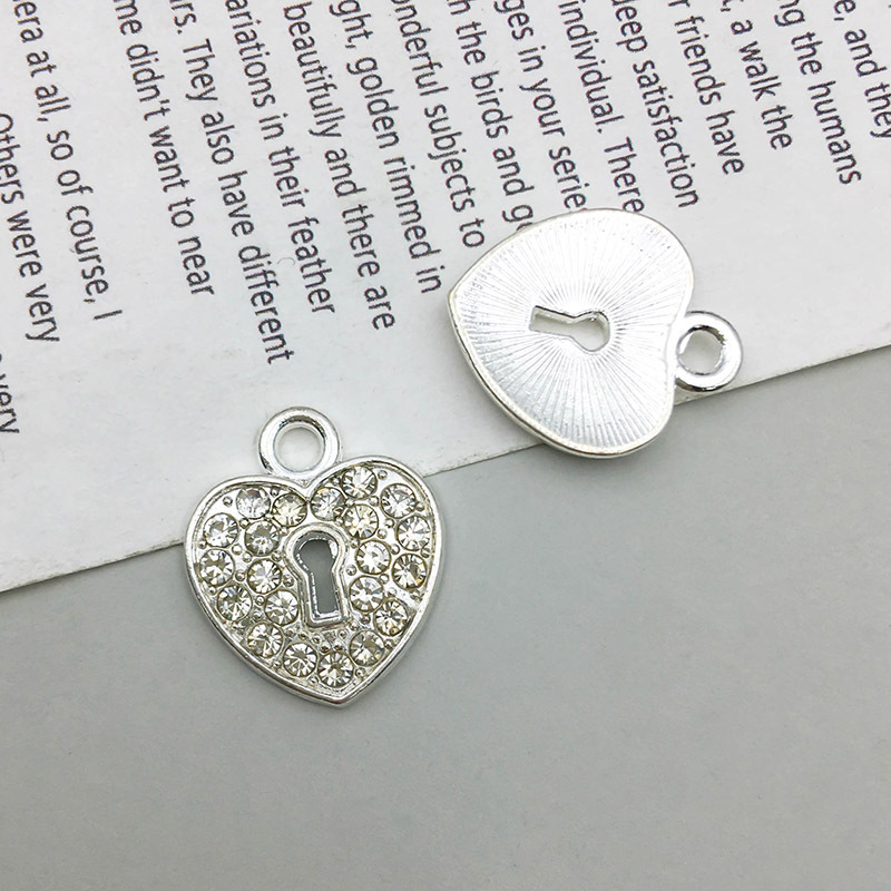 1 bright silver double hole connection point drill pendant 14*17mm-1.4g-14614