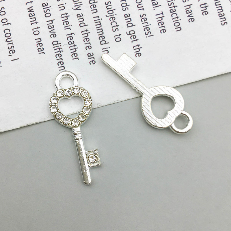 1 bright silver double hole connection point drill pendant 8*23mm-0.8g-14616