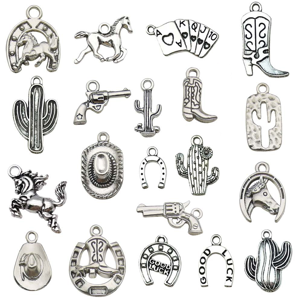 Mix 20pcs ancient silver western cowboy series-32.4g-sn820