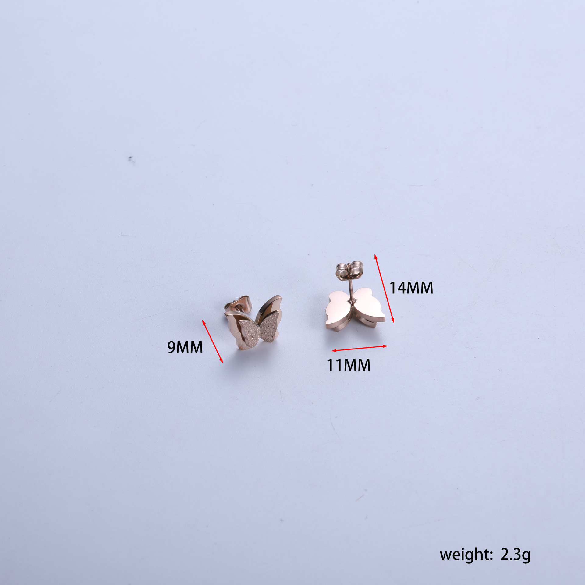 Rose gold butterfly earrings