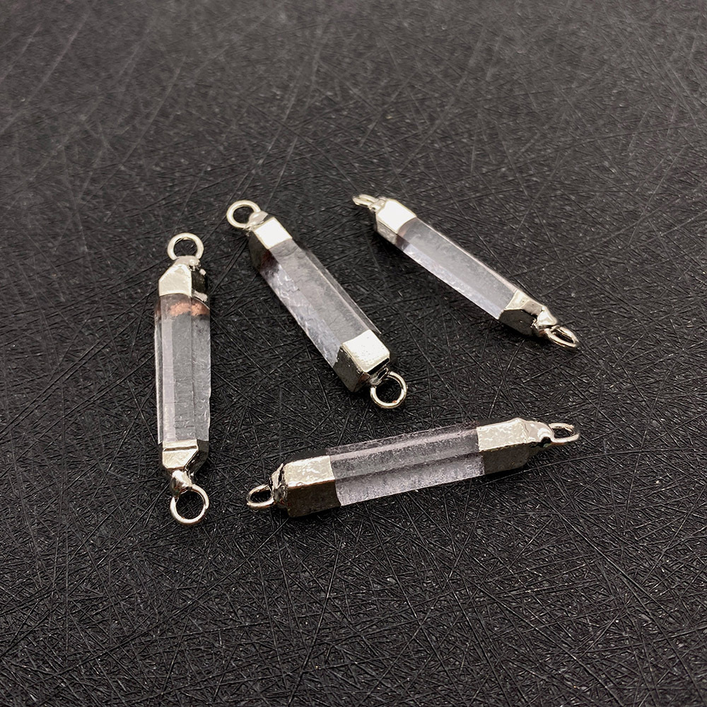 White Crystal Silver Double Hole