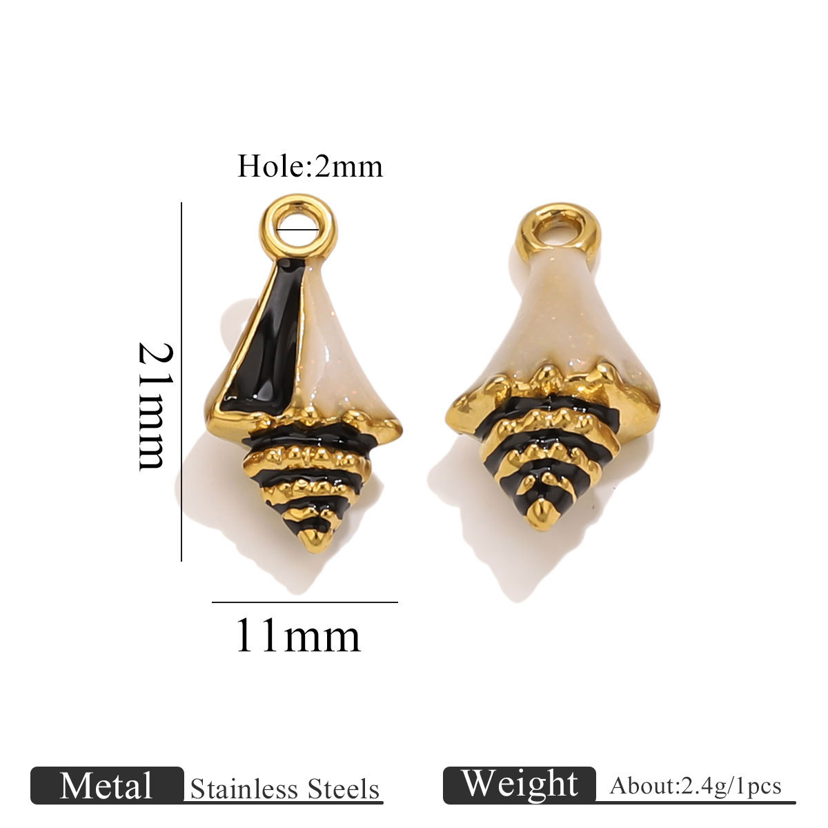 金色滴油海螺吊坠-黑 灰