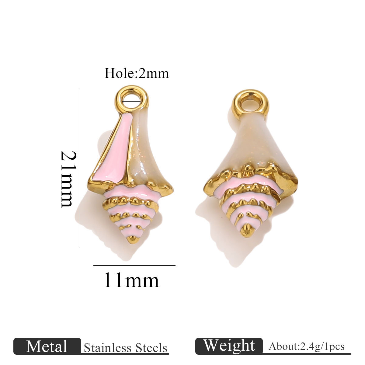 金色滴油海螺吊坠-粉 灰