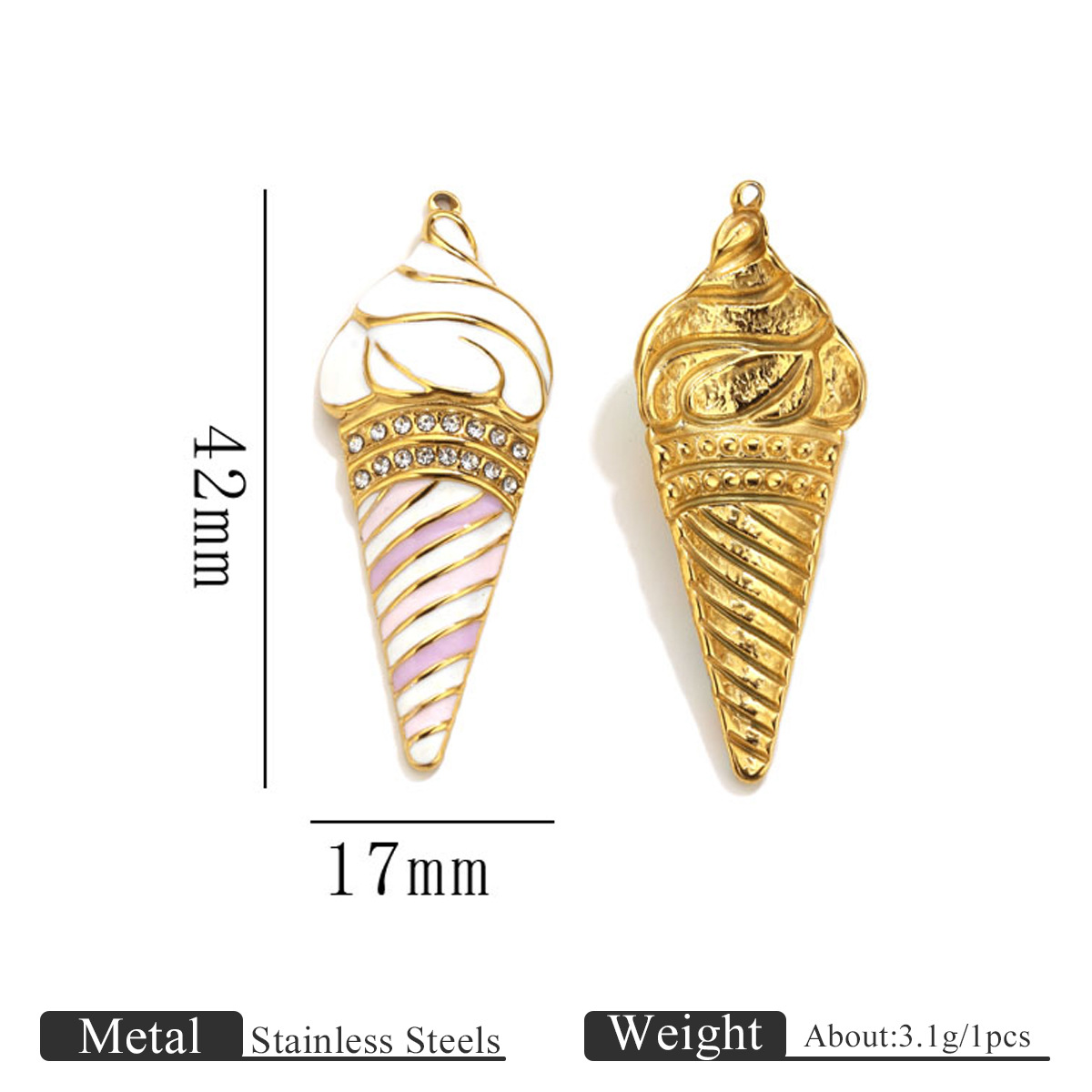 点钻冰淇淋吊坠白色