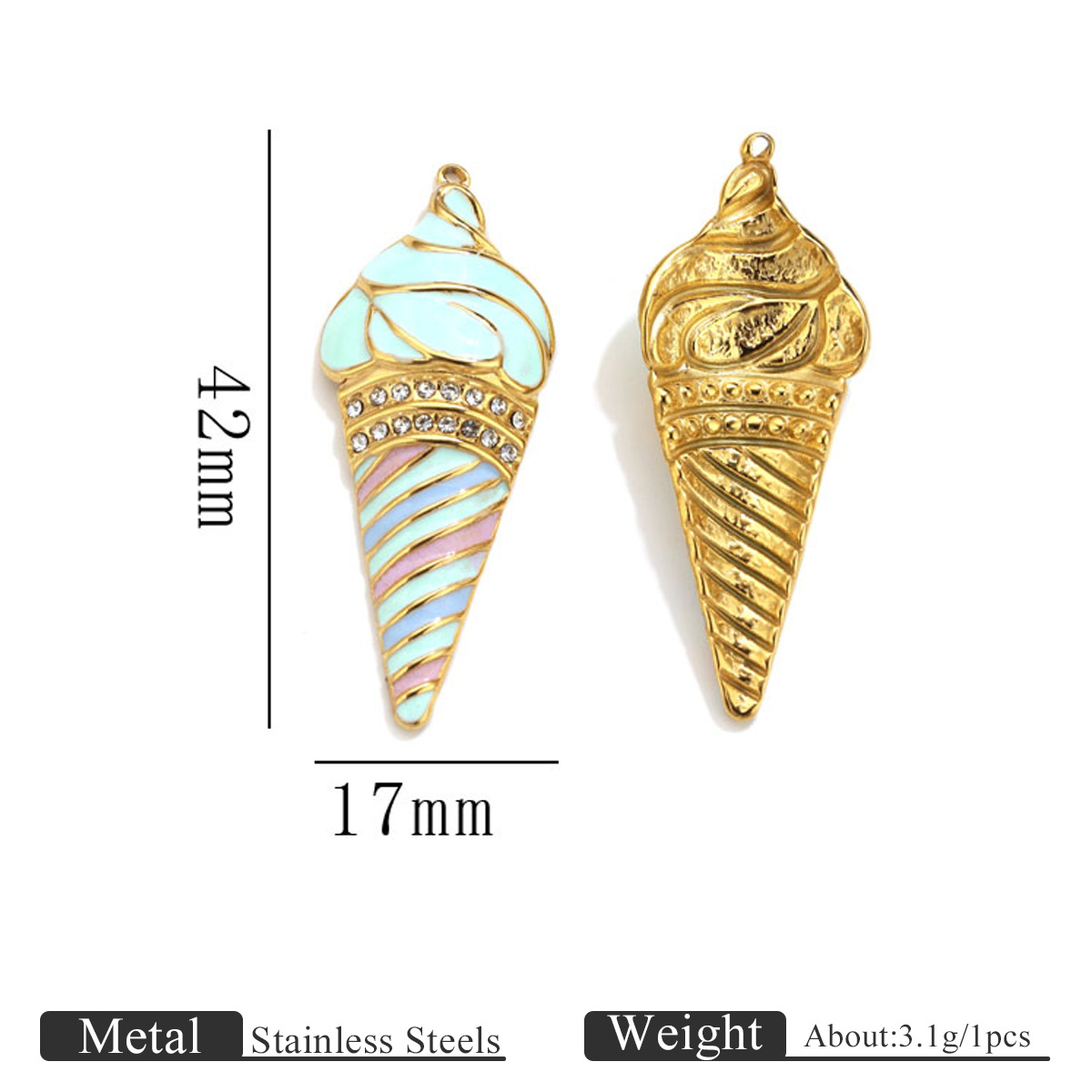 点钻冰淇淋吊坠绿色